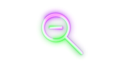 Neon icon zoom out symbol purple green color transparent background