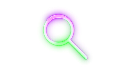 Neon icon zoom symbol green purple color transparent background