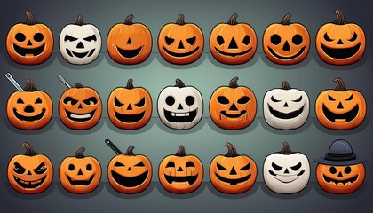 halloween pumpkin set or  set of halloween pumpkins. new