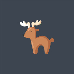 Horned deer in flat vector design.