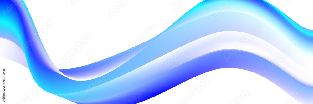 Poster smooth blue gradient flowing with transparent background fluid design