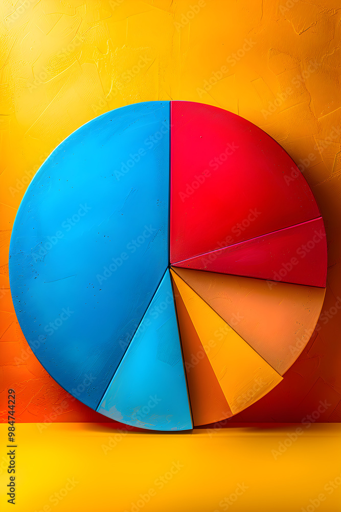 Poster a colorful pie chart is displayed on a yellow background