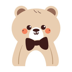 cute drawing cartoon bear. cute animal drawing, doodle, sticker