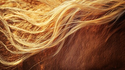 Naklejka premium Horse's Mane Flowing in Wind, Highlighted by Sunlight