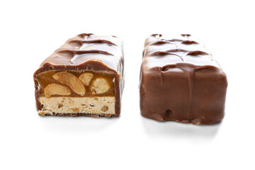 Chocolate bars, whole and half sweet candies isolated on transparent background