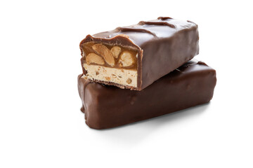 Chocolate bars, whole and half sweet candies isolated on transparent background