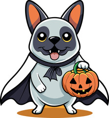 Obraz premium Halloween vector illustration showcasing a skull and pumpkins in a festive design