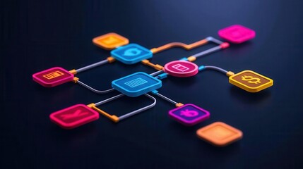 Colorful digital flowchart of loan repayment options, user education, financial literacy