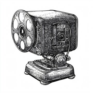 vintage film projector black and white clip art preview