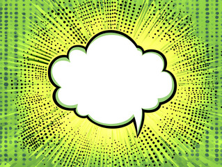 Green Speech Bubble Pop Art Comic Style design