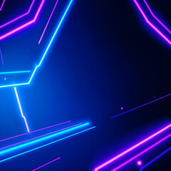 3D illustration of blue and purple futuristic sci fi techno lights cool background