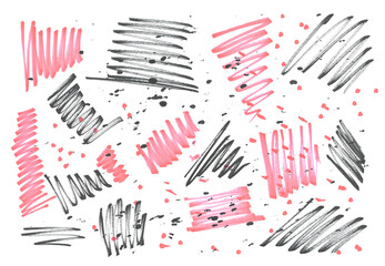 Set geometric shapes, hand draw felt tip pen isolated on white