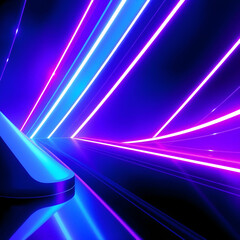 3D illustration of blue and purple futuristic sci fi techno lights cool background
