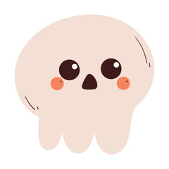 hand drawing cartoon skull for halloween sticker, icon