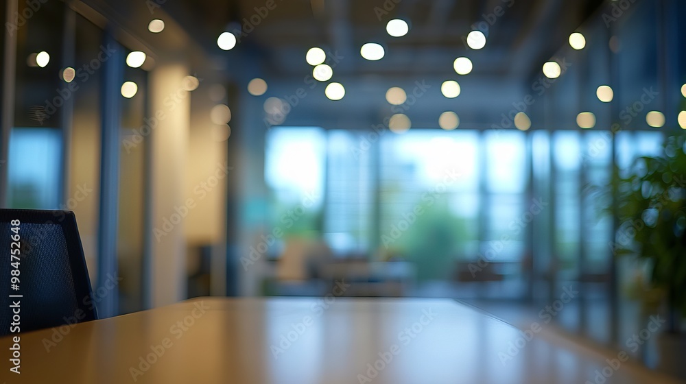 Poster atmosphere around an office with blurred background and bokeh effects a modern business environment 