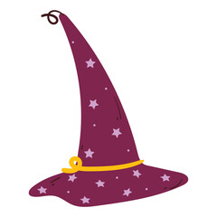 cute hand drawing cartoon witch hat for halloween party. cute halloween costume doodle