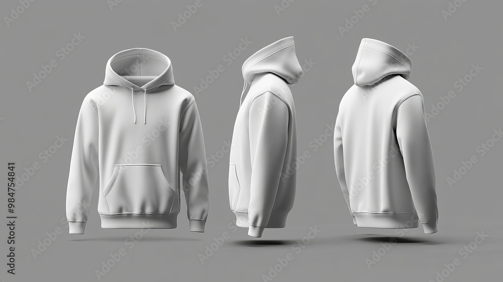 Poster blank hooded sweatshirt mockup 3d rendering displayed from front and side views this mockup is great