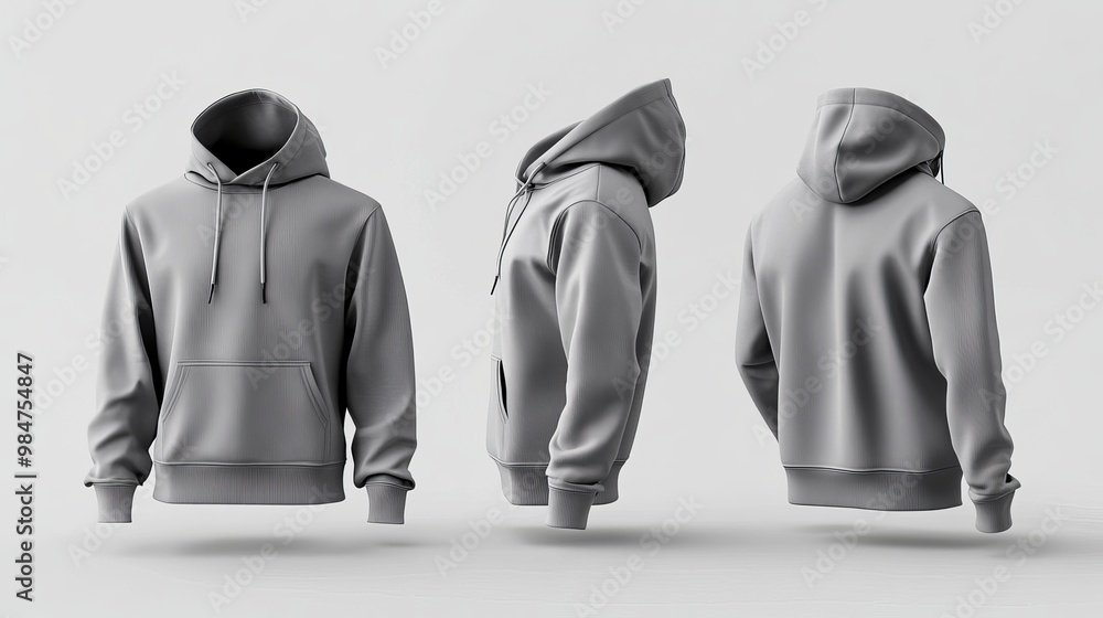 Poster blank hooded sweatshirt mockup 3d rendering displayed from front and side views this mockup is great