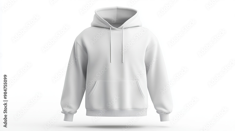 Poster blank hooded sweatshirt mockup for print isolated on a white background a 3d rendering of a simple h
