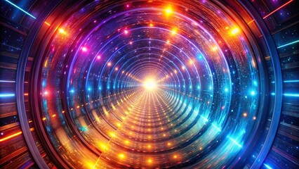 Abstract space tunnel background with exaggerated colors reflected