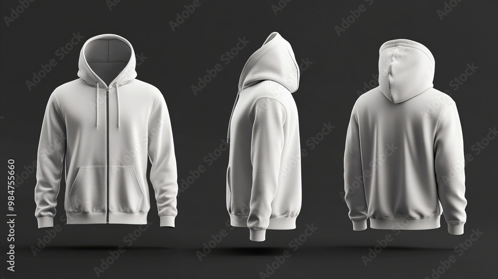 Aufkleber blank hooded sweatshirt mockup with a zipper a 3d rendering of a hoodie displayed from the front sid