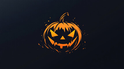 A Halloween-themed logo design with sharp, angular lines, a stylized pumpkin, and bold typography.