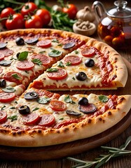 pizza with salami and olives