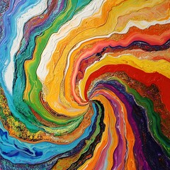 Swirl colorful textured paint strokes on canvas