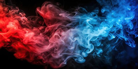 Fototapeta premium Abstract texture of backlit smoke in red and blue on a black background