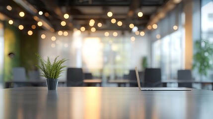 Blurred meeting room in a modern office A defocused image showcasing a professional space ideal for use in business or corporate presentation backgrounds