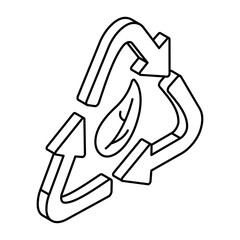 Conceptual flat design icon of eco recycling 