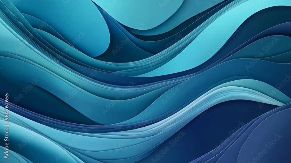 Canvas Prints Abstract wavy lines in shades of blue.