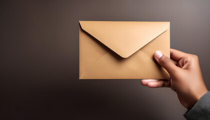 Fototapeta premium hand holding a brown envelope 
