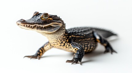 Naklejka premium Baby Alligator on a White Background