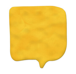 Speech bubble, a vibrant yellow speech bubble with a textured, hand-crafted appearance, isolated on a transparent background