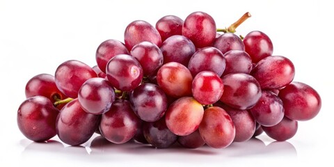Obraz premium Close-up of a Bunch of Red Grapes Isolated on White Background, grapes, fruit
