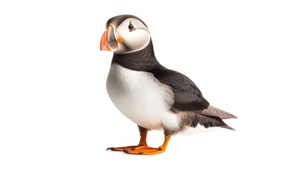 Naklejka premium A Puffin Standing on a White Background