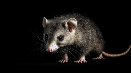 A Close-Up Portrait of a Small Opossum
