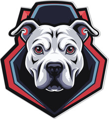 A logo of a pitbull head wearing a gaming chair vector image