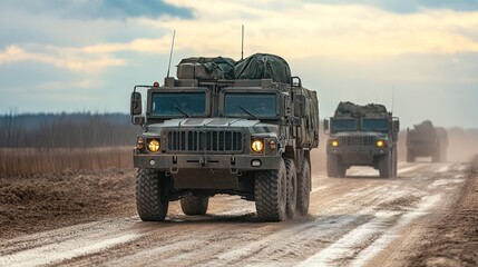 Fototapeta premium Military logistics planning, with strategic movement of troops, supplies, and equipment across challenging terrain