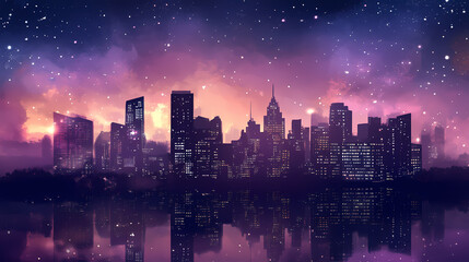 Fototapeta premium City skyline at night. City Skyline. Illustration