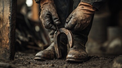 Blacksmith Holding a Horseshoe