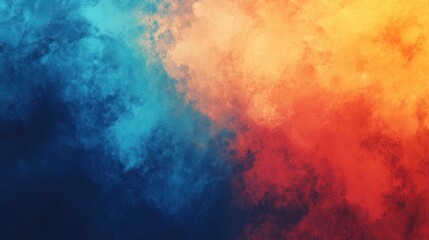 Obraz premium A vivid abstract background featuring a blend of warm oranges, reds, and cool blues, creating a dynamic and energetic atmosphere.