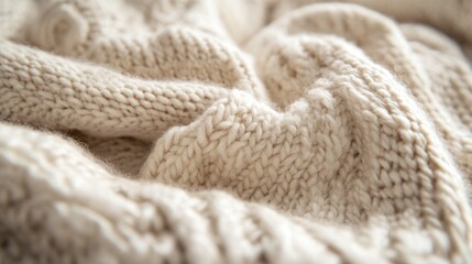 Close-up of a Creamy Knitted Fabric