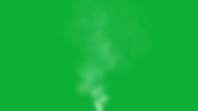 rising white smoke on green screen background