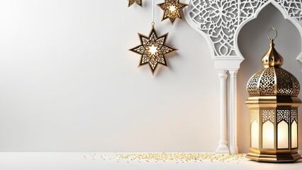 A decorative scene featuring ornate lanterns and star motifs, evoking a cultural celebration ambiance.