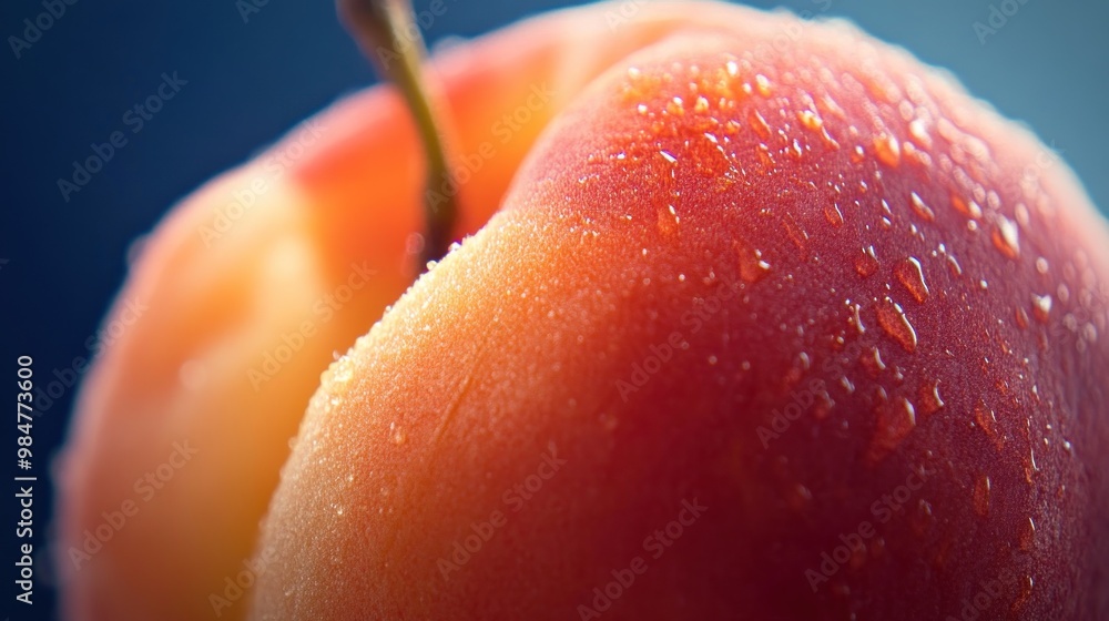 Wall mural Close Up of Peach with Dew Drops