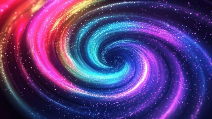 A vibrant galaxy swirl of colorful light, showcasing a mesmerizing whirl of pink, blue, and purple hues.