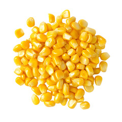 Fototapeta premium pile of yellow sweet corn kernels isolated on transparent background Generative Ai.
