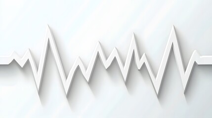 Heartbeat Graph: A white line chart with jagged peaks and valleys—a visual representation of cardiac stress. The danger zone for patients with coronary issues. Copy space for statistics. 